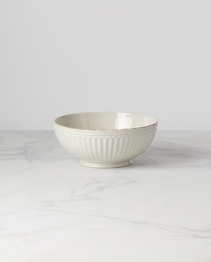 Lenox White French Perle Groove Medium Serve Bowl, 3.20 LB
