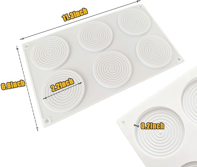 6 Holes Vortex Shape Silicone Mold for Baking Mousse Cake Ice Cream Dessert Pudding Brownie Pastry Fondant Jelly Cake Decoration Mold