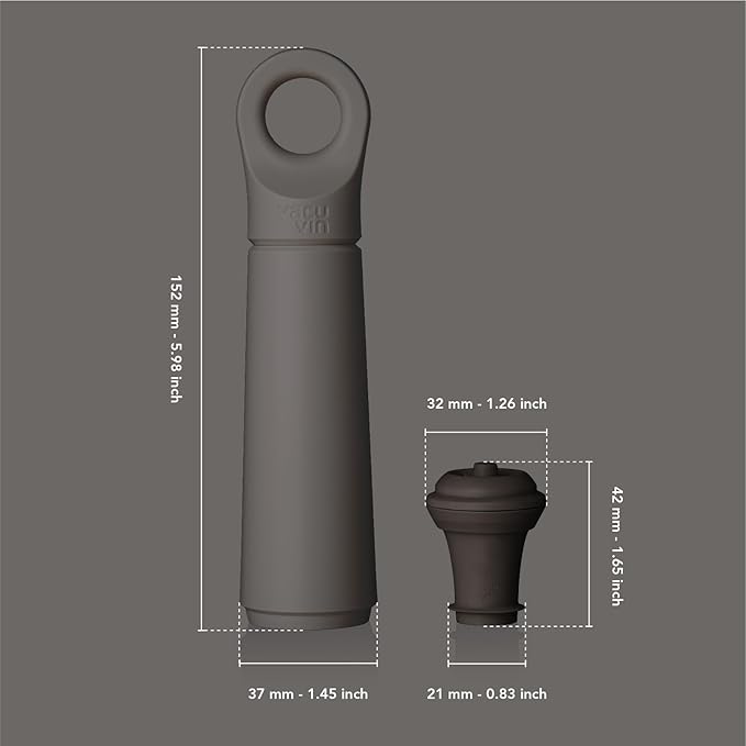 Vacu Vin Wine Saver Loop - Designed and Made in the Netherlands - Vacuum Wine Stopper Keeps Your Wine Fresh for up to 10 Days - Reusable, Made with 98% Recycled Material - 1 Pump, 5 Stoppers, Graphite