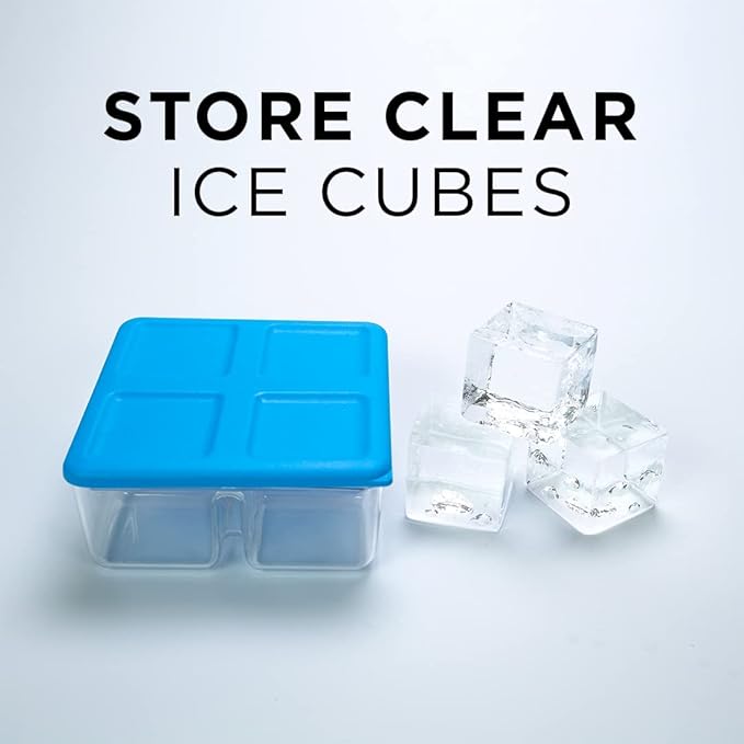 Crystal Clear Ice Maker Set – 2"x2"x2" Ice Cube Mold & Stackable Tray with Lid for Cocktails, Whiskey, and Drinks