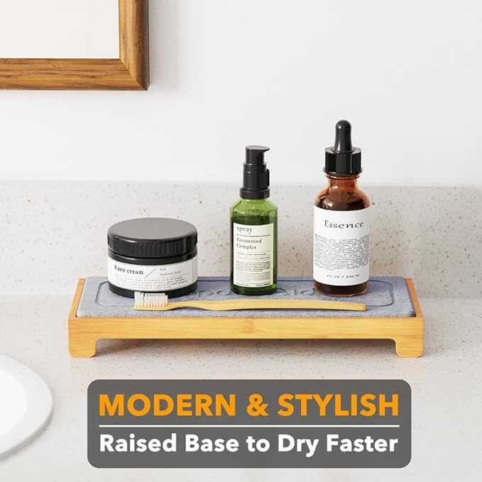 SpaceAid Instant Dry Sink Caddy Organizers and Stone Dish Drying Mat for Kitchen Counter Set