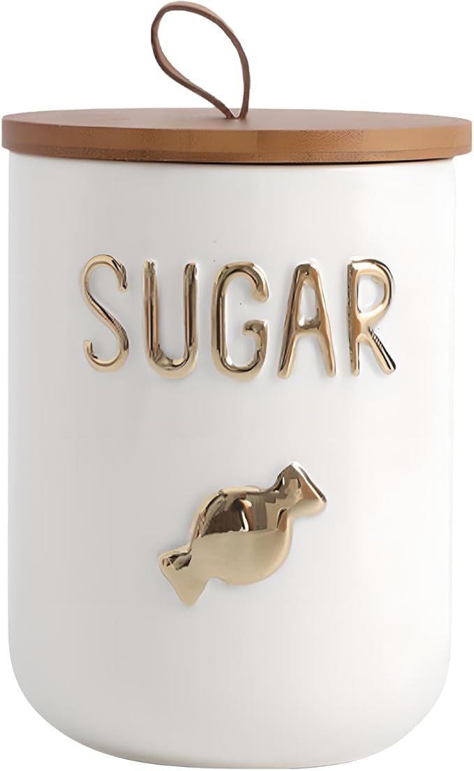 Ceramics Sugar Container, Sugar Bowl with Airtight Lids, Simple Style Kitchen Canisters for Countertop, White Sugar Storage Canisters(27.05oz/800ml)