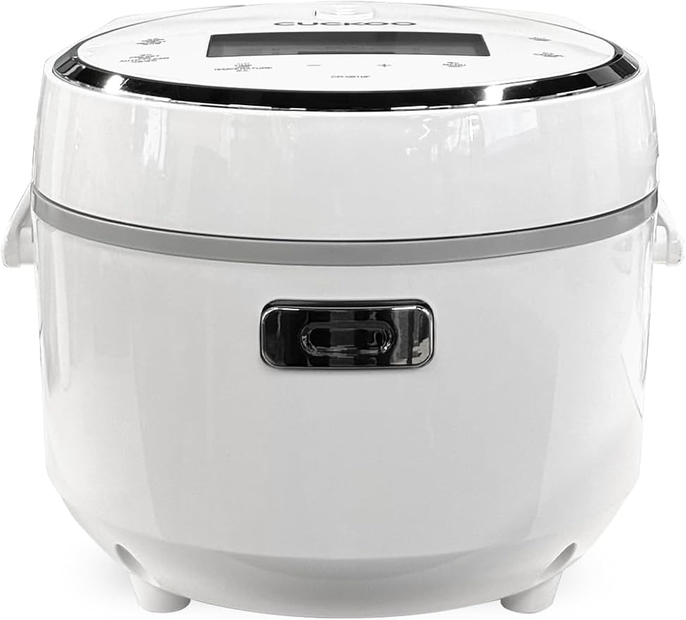 CUCKOO Micom Rice Cooker 8-Cup Uncooked / 16-Cup Cooked with Nonstick Inner Pot, Large Rice Maker with 9 Menu Options, Fuzzy Logic Technology, Auto Clean Mode, LCD Display, White (CR-0810F)