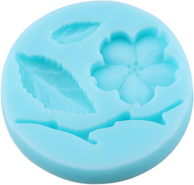 Peach Blossom Fondant Molds Plant Flowers Leaf Silicone Mold for Cake Decorating Cupcake Topper Chocolate Candy Gum Paste Polymer Clay
