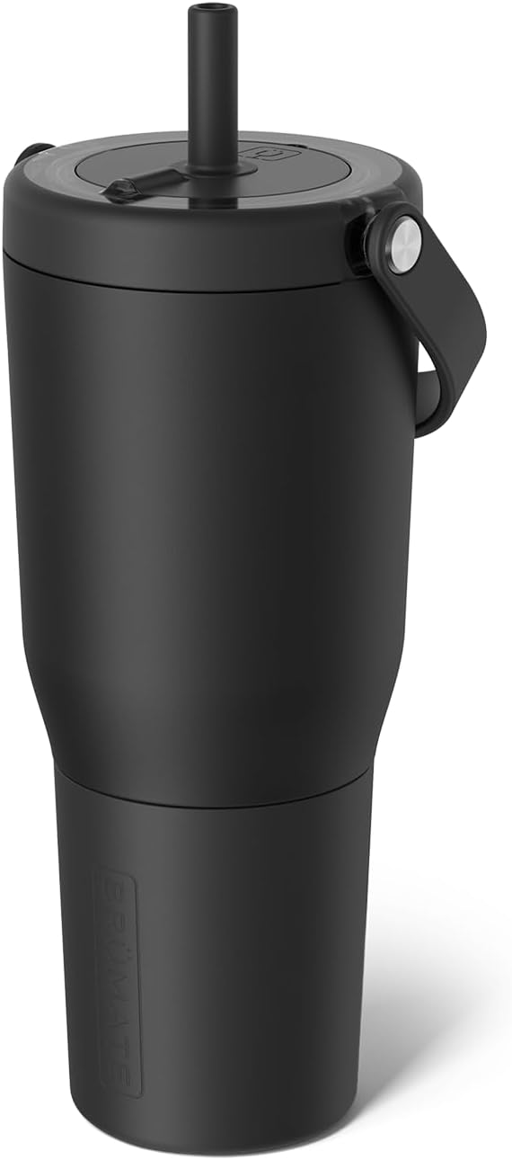 BrüMate Resa 35oz 100% Leakproof Travel Tumbler w/Handle & Straw | Flexible SoftSip Straw | Silicone Sleeve for Durability | Stainless Steel | Cup Holder & Travel Friendly Water Bottle (Matte Black)