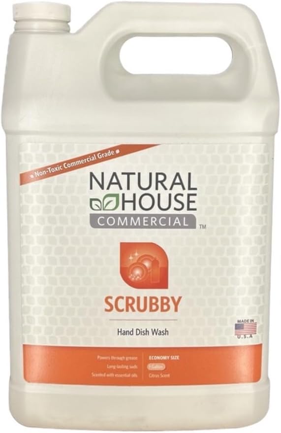 Enzyme Hand Dish Soap Refill Bulk - Natural House Scrubby - Probiotic Formula Cuts Grease, Gentle on Hands - Plant-Based, Septic Safe - Citrus Scent - 128 oz