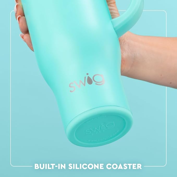 Swig Life 30oz Mega Mug, 30oz Tumbler with Handle and Straw, Large Insulated Tumblers, Cup Holder Friendly Travel Mug, Stainless Steel 30 oz Tumbler, Reusable Insulated Water Bottle (Funky Chicken)