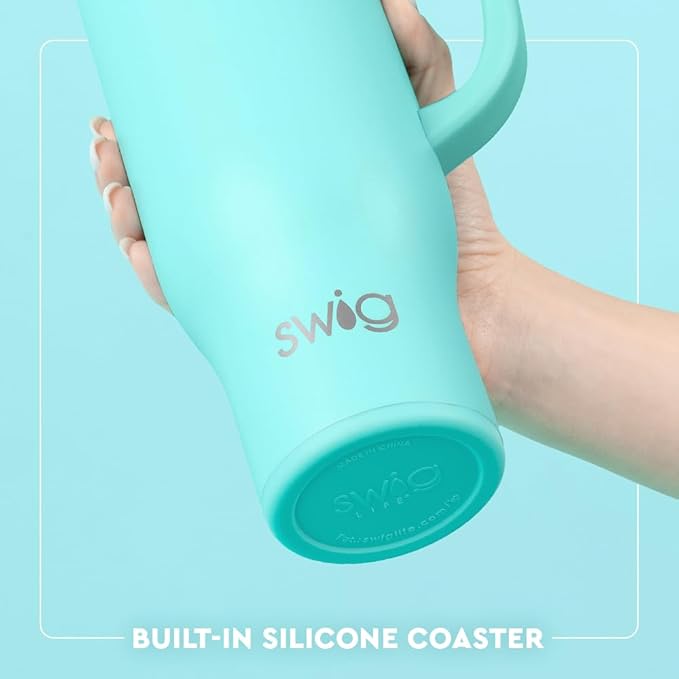 Swig Life 30oz Mega Mug, 30oz Tumbler with Handle and Straw, Large Insulated Tumblers, Cup Holder Friendly Travel Mug, Stainless Steel 30 oz Tumbler, Reusable Insulated Water Bottle (Hydrangeas)