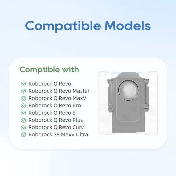 6 Pack Reusable Zipper Bags for Roborock Revo Series, S8 MaxV Ultra, 3L Large Capacity by Funway Design, Dust Vacuum Bag