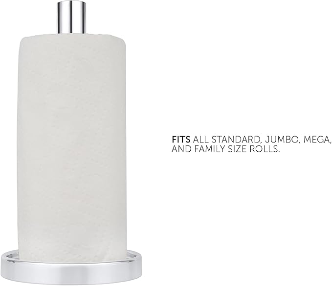 Ivilon Countertop Paper Towel Holder - Steady and Easy Tear - Fits All Paper Towel Rolls - Chrome