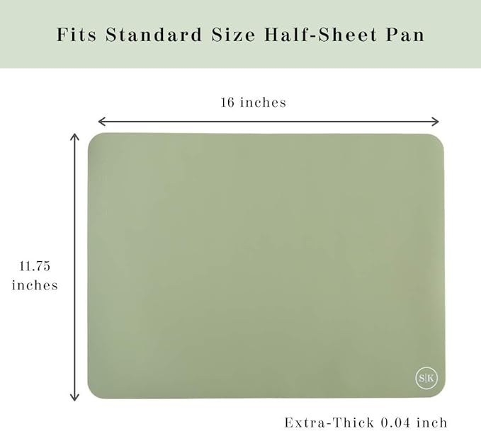 The Silicone Kitchen Reusable Silicone Oven Baking Mats Gift Set Bundle, 2 Half-Sheet, 2 Quarter-Sheet, Sage Green, Dark Gray