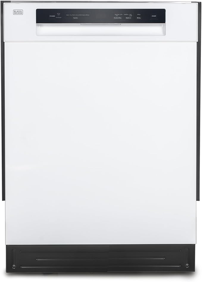 BLACK+DECKER 24" Built-In Dishwasher, 12-Place Setting Capacity with Stainless Steel Tub, Dish Washer with 5 Wash Programs and Smart Wash Cycle, ENERGY STAR Certified, BDW100MW, White
