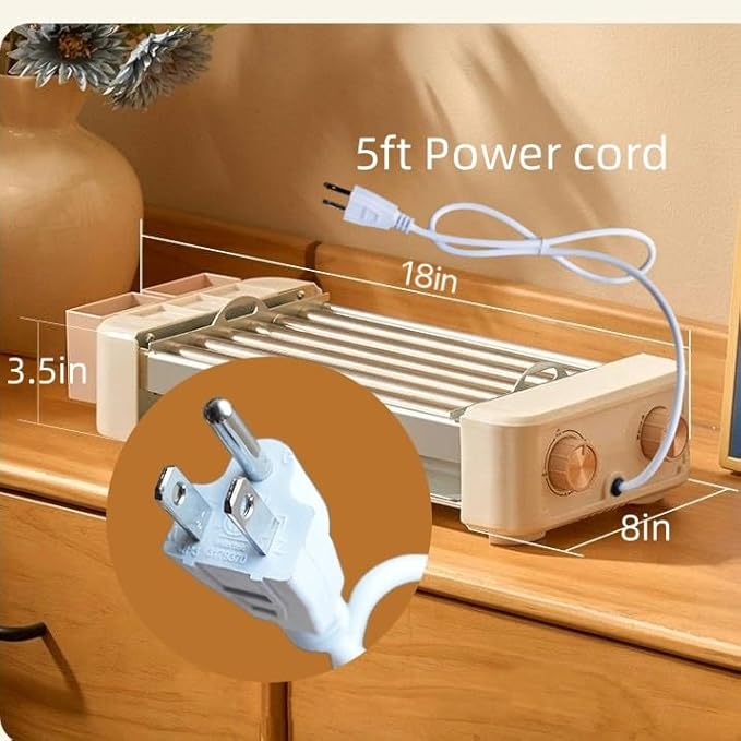 Hot Dog Roller, 3 in 1 Hot Dog Machine 6 Rollers, 3-Speed Control Hotdog Roller Grill 5ft Cord, Non-Stick Removable Grilling & BBQ Plates, for Family Gatherings & Outdoor BBQ