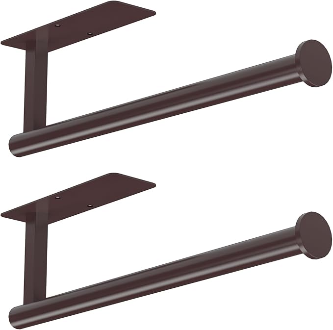 ASTOFLI Paper Towel Holder Under Cabinet No Drilling, Self Adhesive Paper Towel Holder Wall Mount for Kitchen Rack, Under Counter Napin Holder No Drill,RV, 304 Stainless Steel, Oil Rubbed Bronze 2Pack