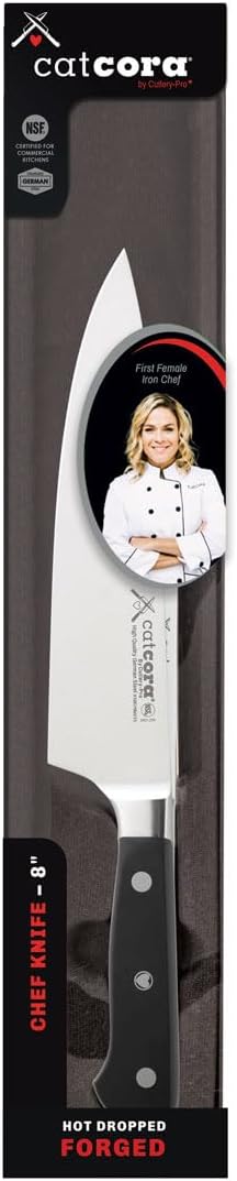 Cutlery-Pro Cat Cora Forged Chef Knife, Professional 8-Inch German Steel Blade For Produce, Meat, Herb Cutting, Ergonomic Triple-Rivet Handle, NSF-Certified Kitchen Knife