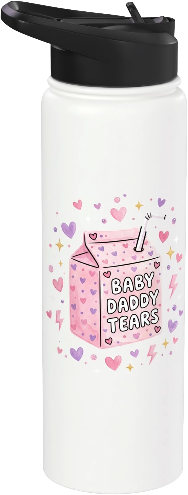 Baby Daddy Tears Retro Pink Milk Carton Hearts Aesthetic Stainless Steel Insulated Water Bottle