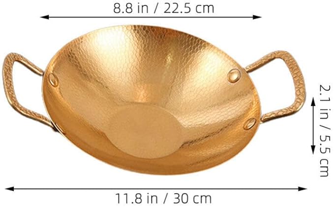 Kichvoe Stainless Steel Wok Pan,22cm Round Bottom Wok with Dual Handle Wok Frying Pan Wok Stir Fry Pan Non-stick Pan Skillet for Electric Induction Cooktops