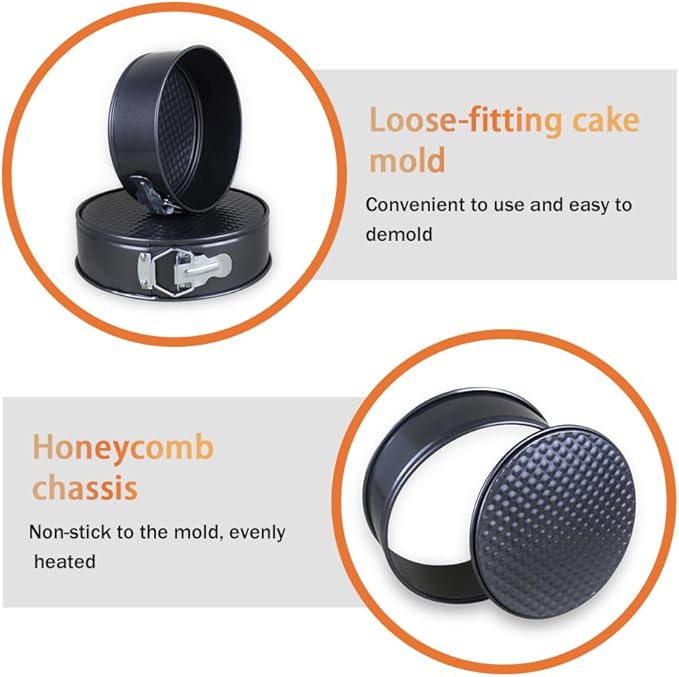Springform Cake Pan, Cake Pan with 3 Different Size (9.5,10.2,11inch), Cake Molds for Baking with Removable Bottom, Non-Stick Bakeware for Effortless Baking（with 50 Pcs Parchment Paper Liners）