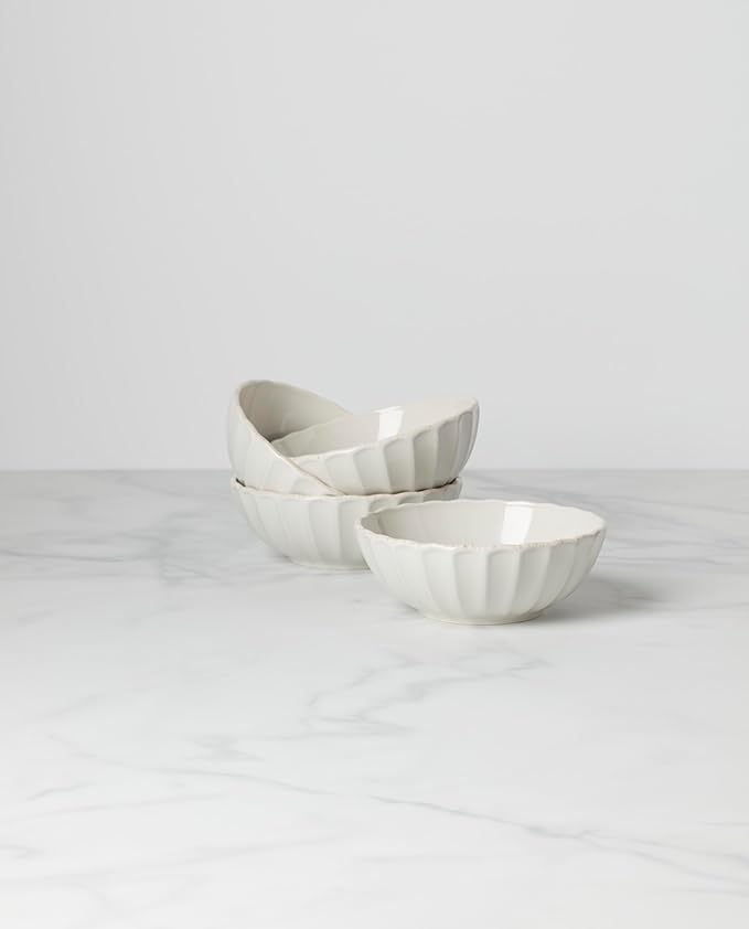 Lenox French Perle Scallop 4-Piece Bowl Set, 4.00 LB, White