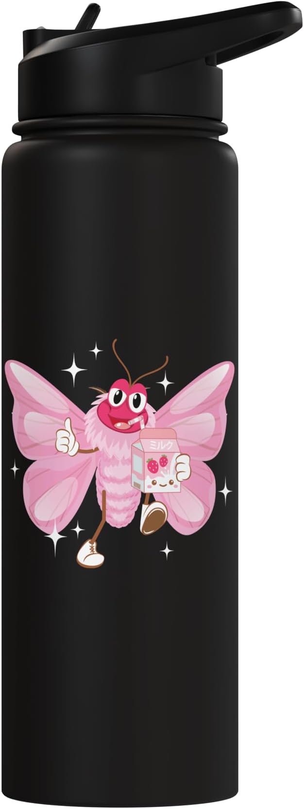 Butterfly Kawaii Strawberry Milk Shake Carton Stainless Steel Insulated Water Bottle