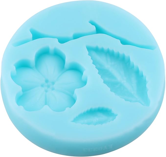 Peach Blossom Fondant Molds Plant Flowers Leaf Silicone Mold for Cake Decorating Cupcake Topper Chocolate Candy Gum Paste Polymer Clay