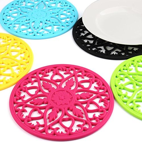 ME.FAN Trivets for Dishes/Pots/Pans, 3 Pcs Silicone Mats, Flexible/Durable/Non Slip Hot Pads to Protect Table and Counter Top (Mint Green)