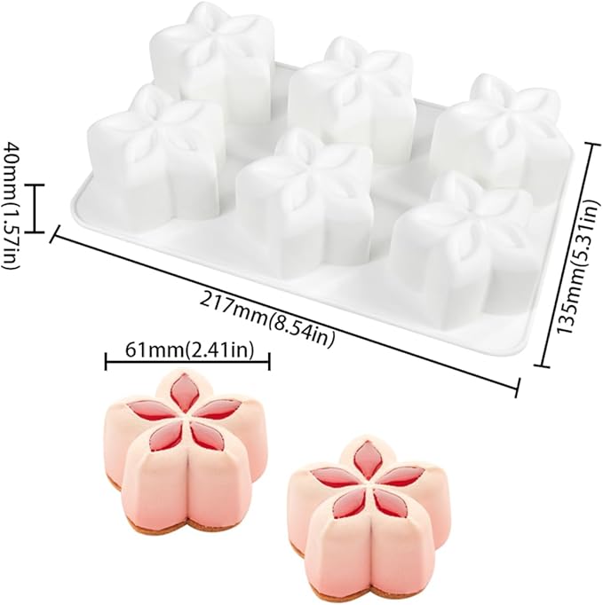 Flower Mousse Cake Mold, Food Grade Silicone Chocolate Dessert Baking Molds for Family Party Baking Pan (E_Pentagonal Flower)