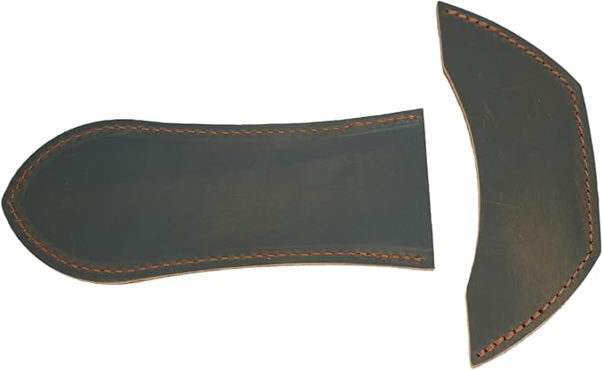 JJNUSA Leather Cast Iron Handle Cover，Skillet Handle Cover, Handmade Full Grain Crazy Horse Leather Handle Protector (2 Pack) (Dark Brown)