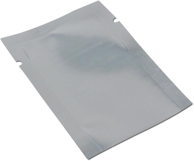 200 Pack 3.1x4.7 inch Silver Aluminum Foil Pouch Heat Seal Front Window Plastic Mini Open Top Flat Vacuum Packaging Mylar Bag Food Small Sample Mylar Storage with Tear Notch
