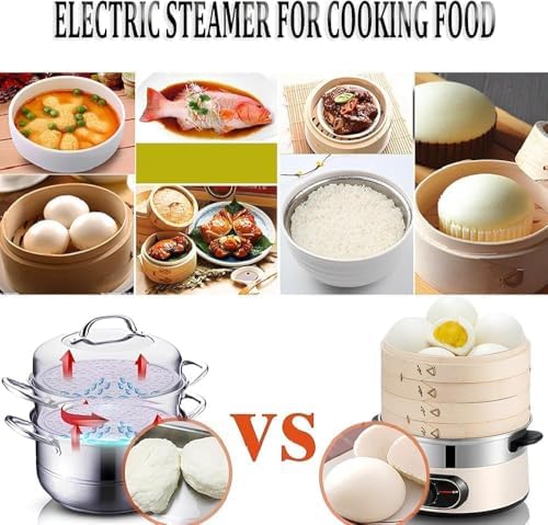1500W Electric Food Steamer | 2-Tier Bamboo Steamer with 60-Min Timer | Auto Shut-Off & Boil Dry Protection