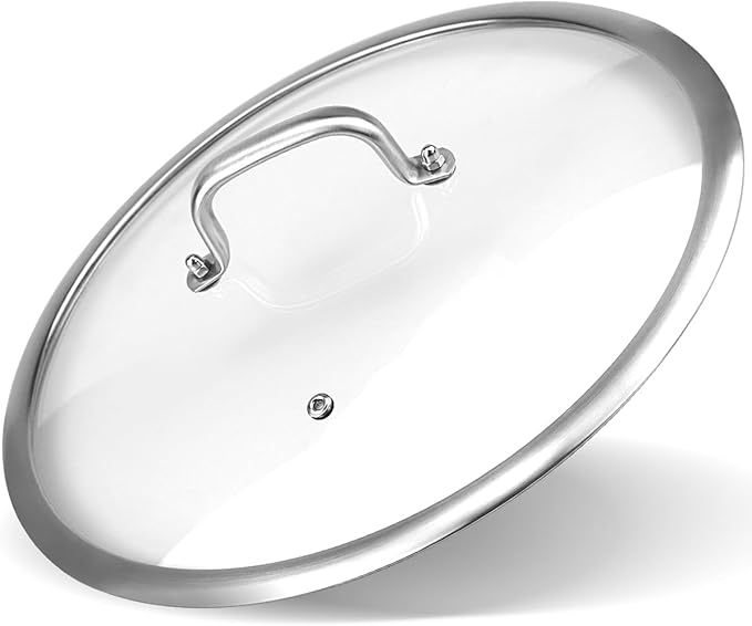 Universal Glass Lid for Pots, Pans Skillets 34cm/13Inch - Tempered Glass Cookware Lid with Handle Frying Pan Cover for Cast Iron, Non-Slip Grip, Sealed Edges