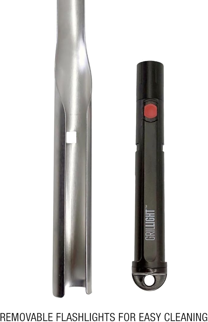 Grillight Grilling Essential Combo Gift Set: LED Light Spatula, Tongs & Bonus GrillMat | Restaurant Grade Stainless Steel Tools w/ Built-In LED Flashlight | Turn Grill into Griddle | Grill in the Dark