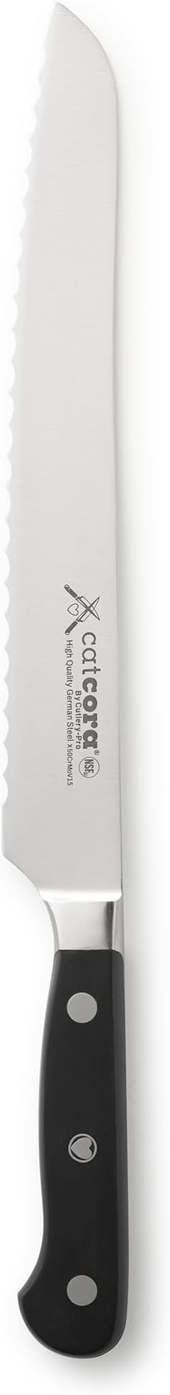 Cat Cora Forged Serrated Bread Knife, Professional 9-Inch German Steel Blade For Homemade Sourdough, Artisan Bread Slicing, or Cake Cutting, Ergonomic Triple-Rivet Handle, NSF-Certified Kitchen Knife