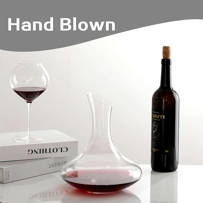 Large Fancy Wine Decanter, 1900ml/64oz Elegant Red Wine Carafe Decanter, Hand Blown Lead-Free Crystal Glass Wine Carafe for White and Red wine, Wine Accessories,Gifts for Christmas
