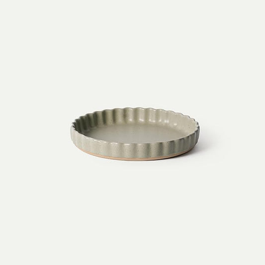 MORA Ceramic Tart Pan, 9.5 Inch Large Porcelain Baking Dish for Tarts, Quiche, Pie, Flan etc. Fluted Ruffled Edge, Oven, Microwave, Freezer, and Dishwasher safe - Great Gift For Bakers - Thyme
