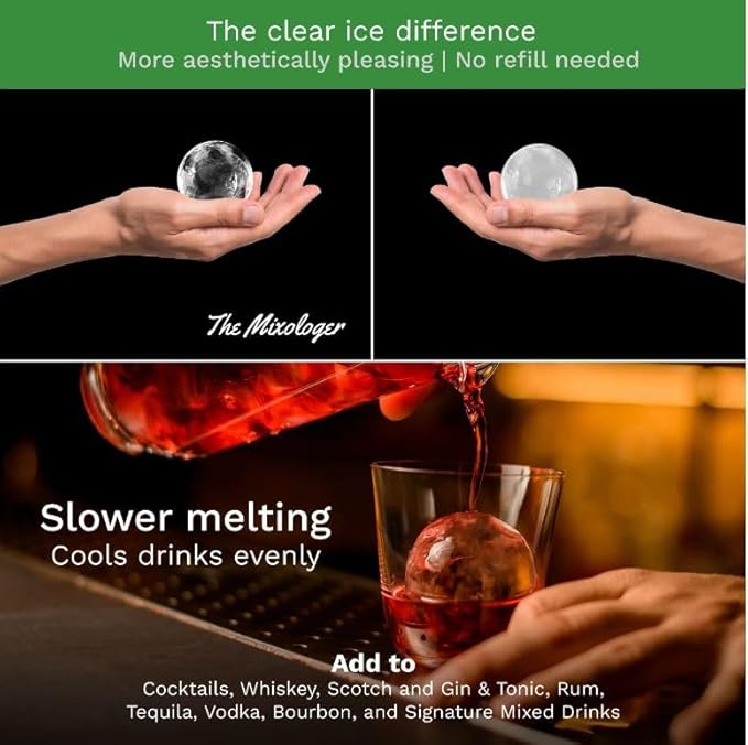 CorkPops ClearOsphere Premium Crystal Clear Ice Maker Mold and a Set of Tongs for 2 Spheres. 2.36" for Whisky, Cocktails, or Any Other Drink