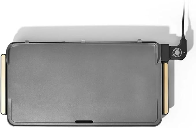 Electric Griddle 12x22 Inch with Backsplash, Nonstick Cooking Surface, Adjustable Temperature Control (Black Sesame)