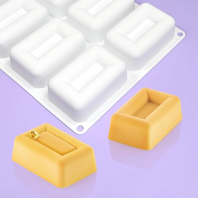 mostsom Silicone Molds Mousse Mold 3D Rectangle Shape Silicone Mold DIY Cake Mousse for Ice Cream Chocolate Pastry Art Pan Dessert Bakeware Cake Decorating Tool (E_ Big Rectangle)