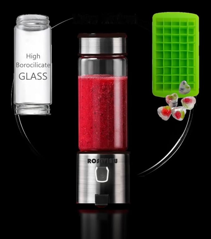 Portable Smoothie blender Glass bottle Mini USB rechargeable 2 battery Handheld Shakes blend Cup USB juicer Cordless Personal smoothies maker mixer