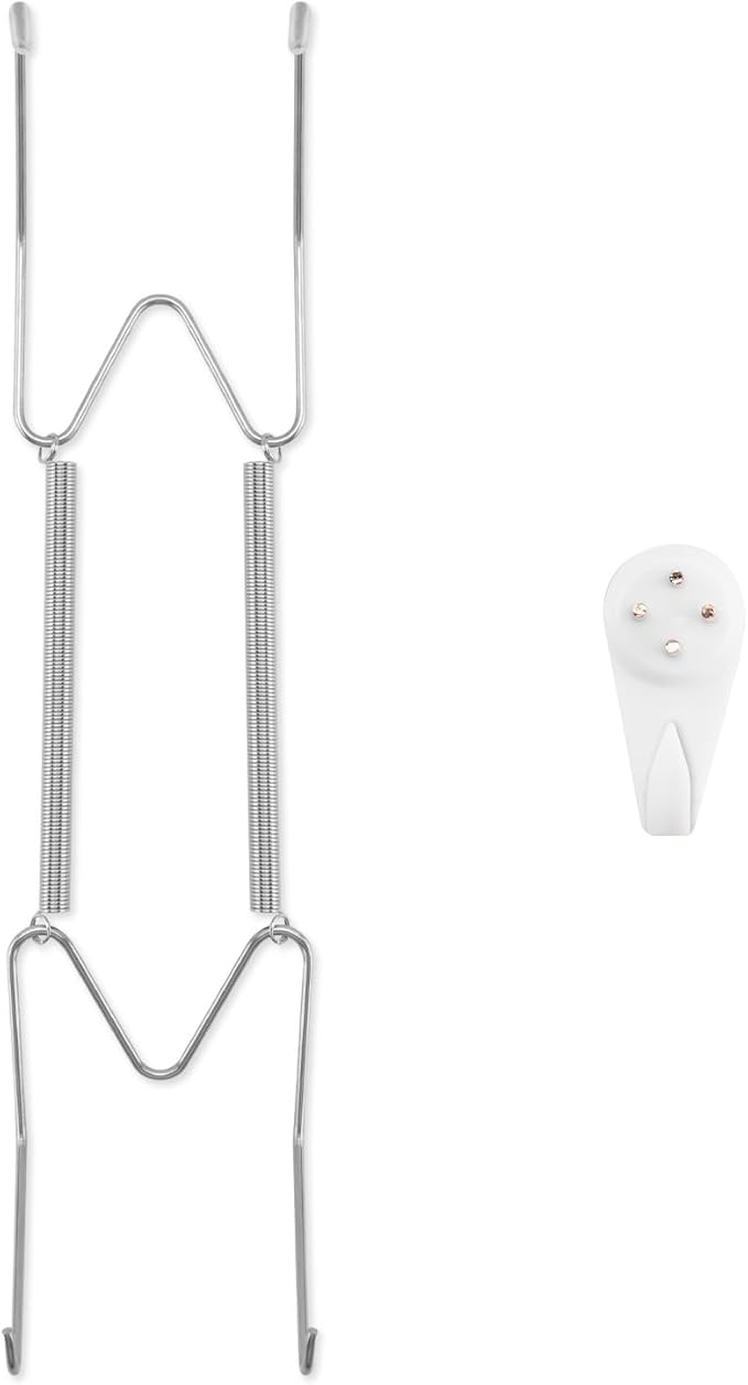 Plate Hangers for The Wall, Suitable for 9-11 inch Decorative Plate, Stainless Steel Wire Plate Holder with Wall Hooks and Rubber tip Protectors, Plate Hangers for Displaying Plates, Platter, Silver