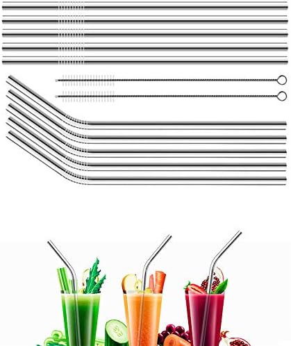 Reusable Metal Straws 100 Pieces, 8.5" Stainless Steel for 20oz 30oz Tumbler Yeti Cup, Drinking in Bulk for Wholesale (100pcs All Straight -8.5" Silver)