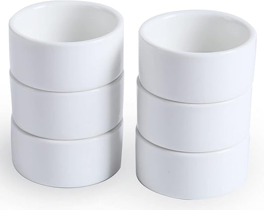 1 oz Mini Porcelain Ramekins Set of 6, Small Ceramics Souffle Dish, Exactly Designed for Dipping Sauce, Ketchup, Salsa and Jams, 30ml White