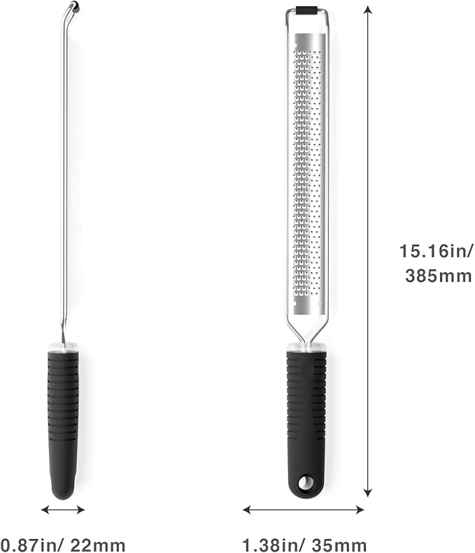 Cheese Grater with Slip-Free Grip, Lemon Zester for Gitrus fruits, Chocolate, Hard Cheeses
