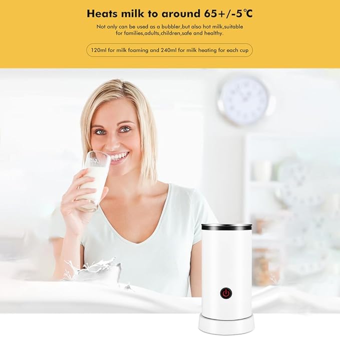 Matybobe Electric Milk Frother 4-in-1 600W 240ml/8.12oz Hot and Cold Milk Foamer Silent Operation Anti Slip Stainless Steel Milk Steamer for Latte Cappuccinos Macchiato Hot Chocolate Milk