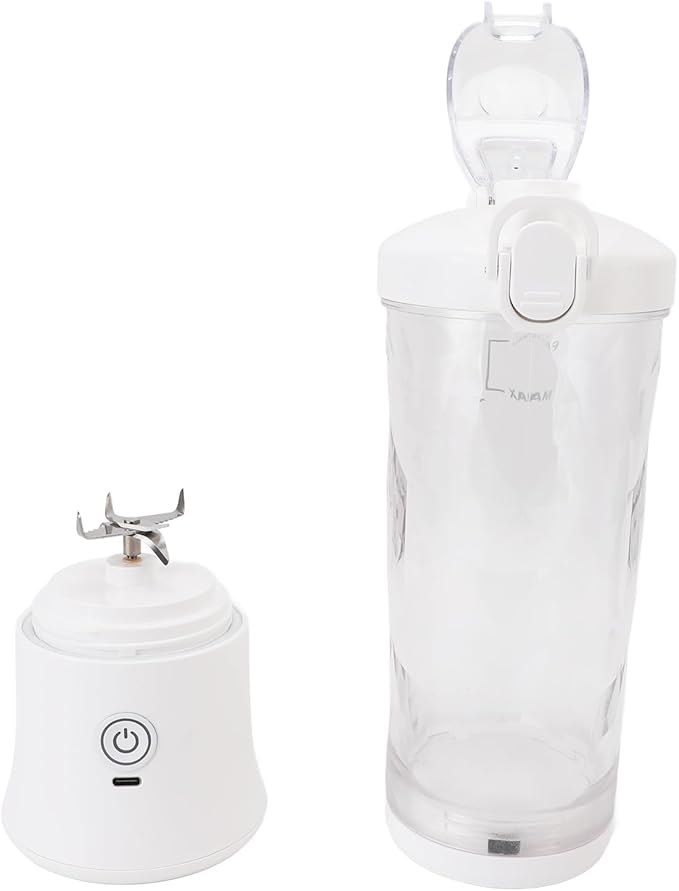 Qinlorgo Portable Blender, 600ml 18000RPM USB C Rechargeable Mini Juicer Cup with Stainless Steel Blades and RGB Light, for Travel Gym Outdoor Sports
