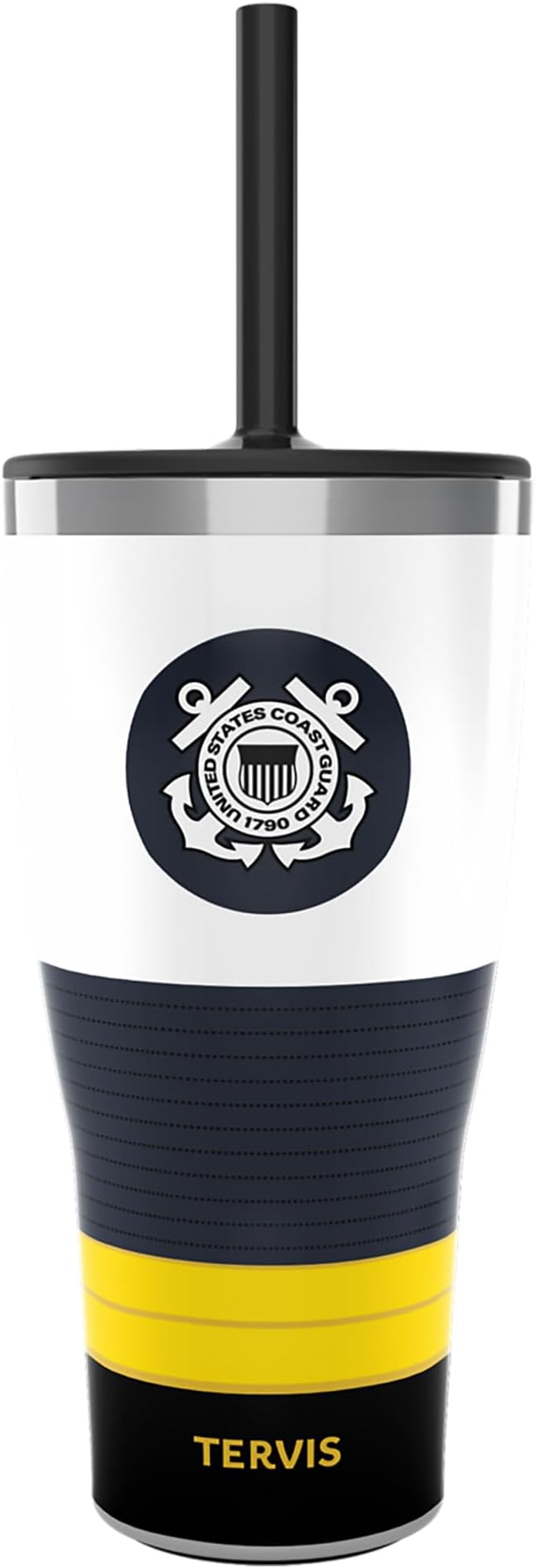Tervis Traveler Coast Guard USCG Logo Triple Walled Insulated Tumbler Travel Cup Keeps Drinks Cold & Hot, 30oz - with Straw Lid, Stainless Steel