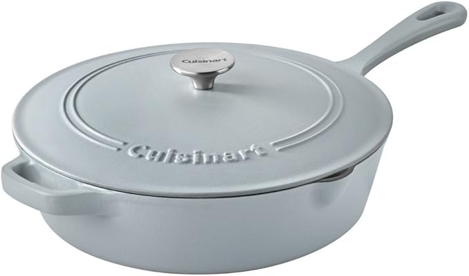 Cuisinart 12-Inch Cast Iron Chicken Fryer with Lid, 4.5 Quart Capacity, Porcelain Enameled Interior, Oven Safe, Induction Compatible, Matte Grey