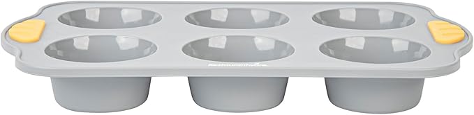 Restaurantware Silicone Baking Mold Pack of 1 Non-Stick Muffin Mold with Handles 6 Compartments, Oven-Friendly Dishwashable Freezer-Friendly Heat-Resistant Gray Silicone Cupcake Muffin Pan