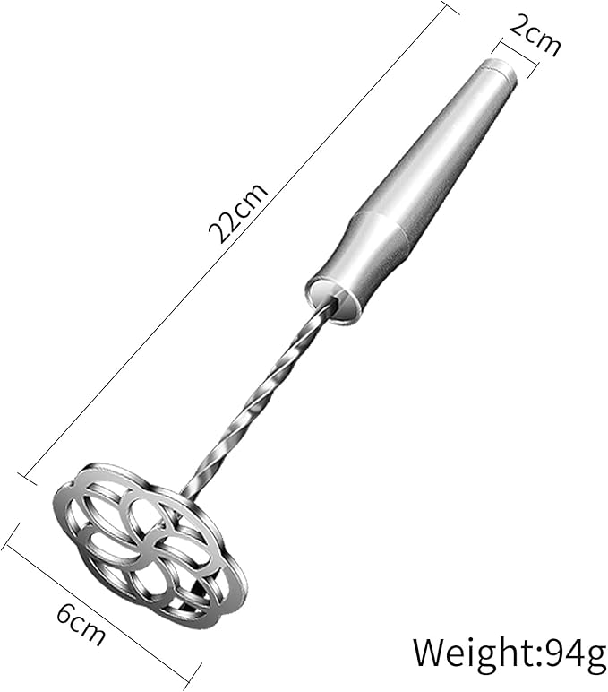 Potato Masher Stainless Steel, Hand Smasher Kitchen Tool For Potatoes, Sweet Potatoes, Avocado, Beans, Dishwasher Safe, Small