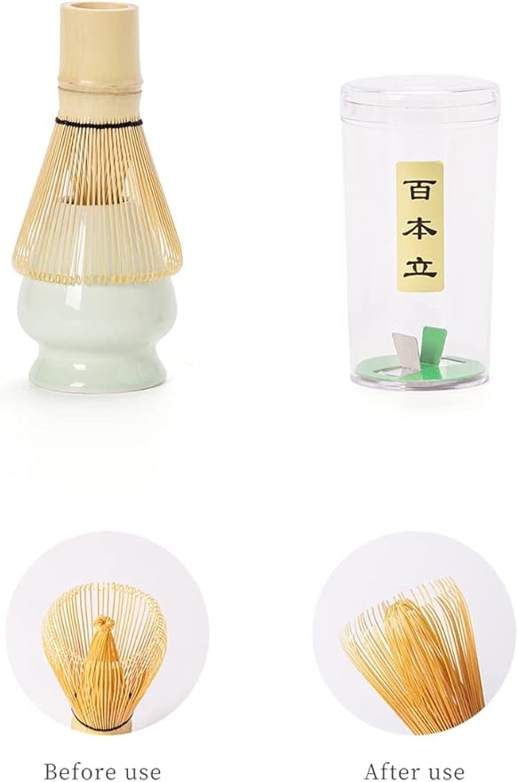 TANG PIN Matcha Set - Match Bowl and Whisk, 15 OZ, Matcha Scoop | Matcha Whisk Stand (Chasen Holder) - 4pc Perfect Matcha Kit for Matcha Tea Ceremony (Green)